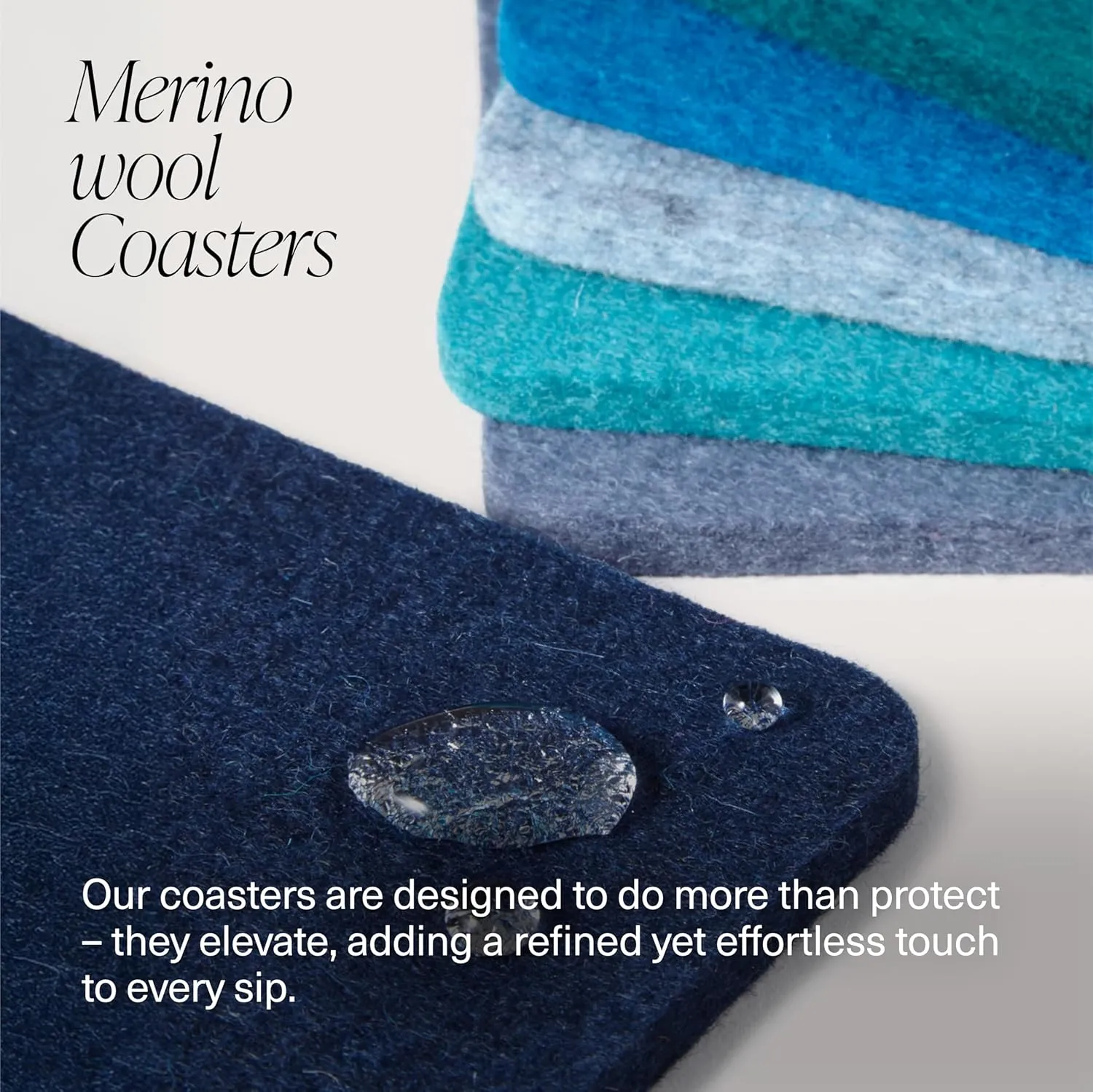 Graf Lantz - Bierfilzl Felt Coasters - Square - 100% Merino Wool - Moisture Wicking - Heat Resistant - Sustainable - Home Decor - Housewarming Gift - 4 Coaster Set - 4" x 4" x 5 mm - Blue Jeans