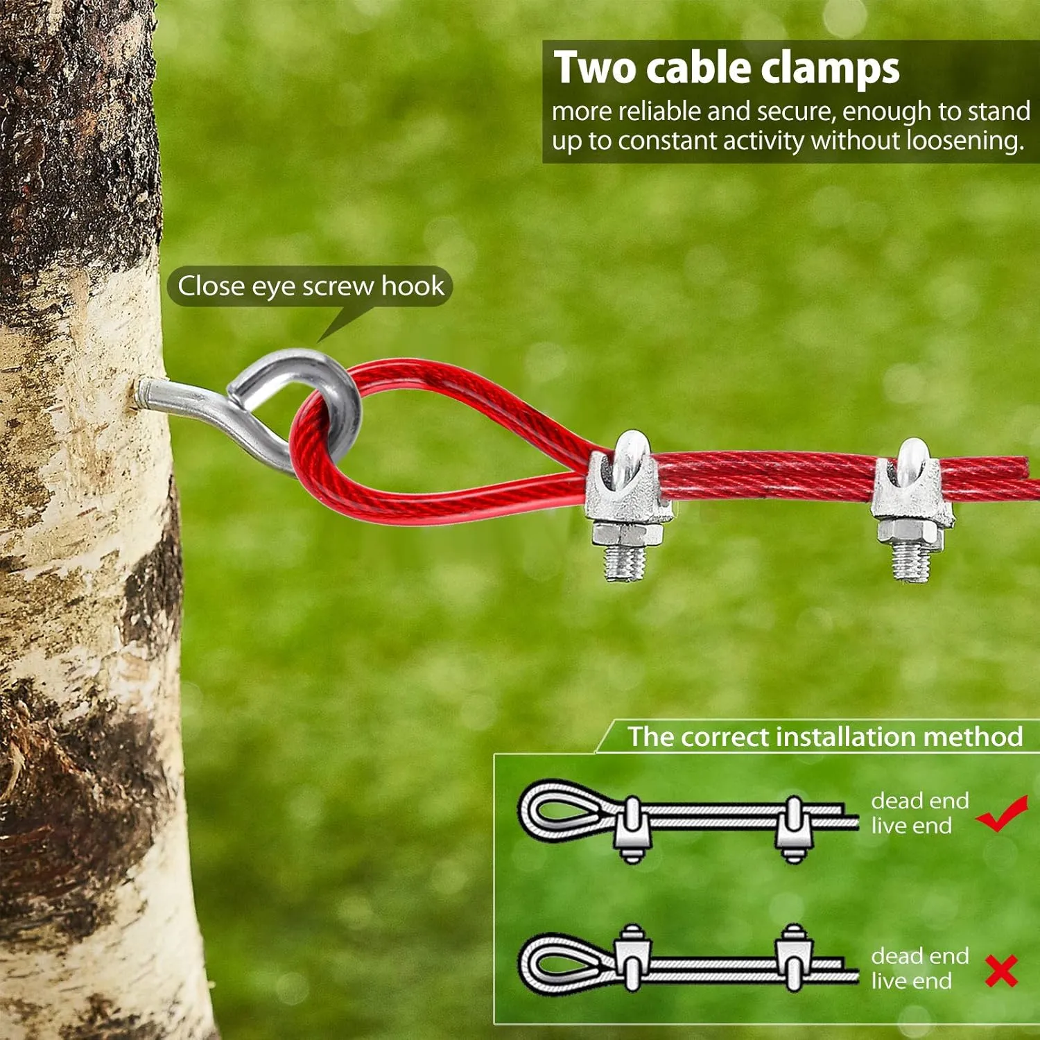 Heavy Duty Aerial Dog Tie Out Trolley System for Small to Large Dogs - 100ft Run Cable Zipline with 10ft Runner Cable Great for Yard Camping Outdoor (Red, 100 ft for one Dog up to 200 lbs)
