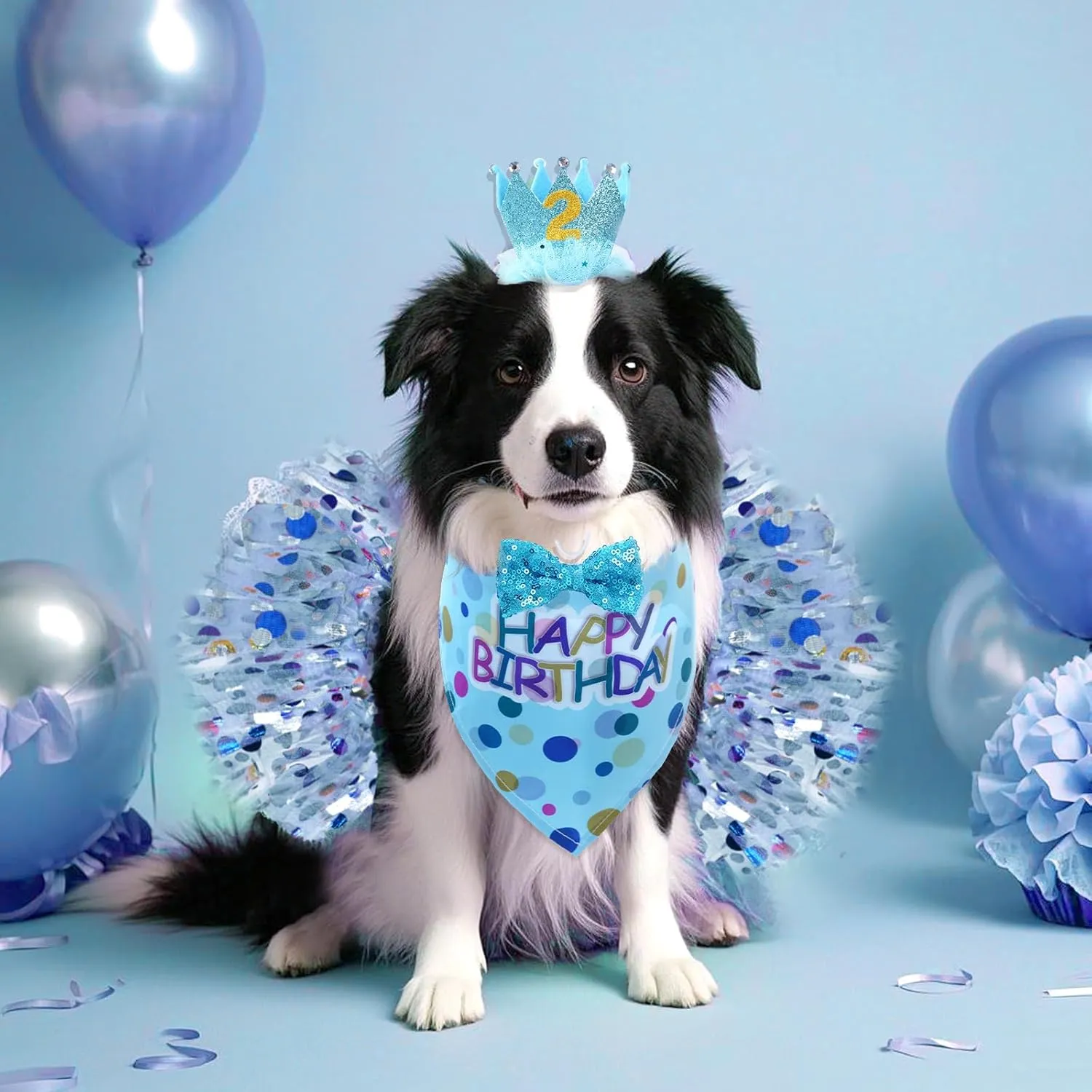 hoyuwak Dog Birthday Party Supplies Girl Dog Birthday Bandana Tutu Set Cute Hat Bow Tie Set for Large Medium Small Dogs