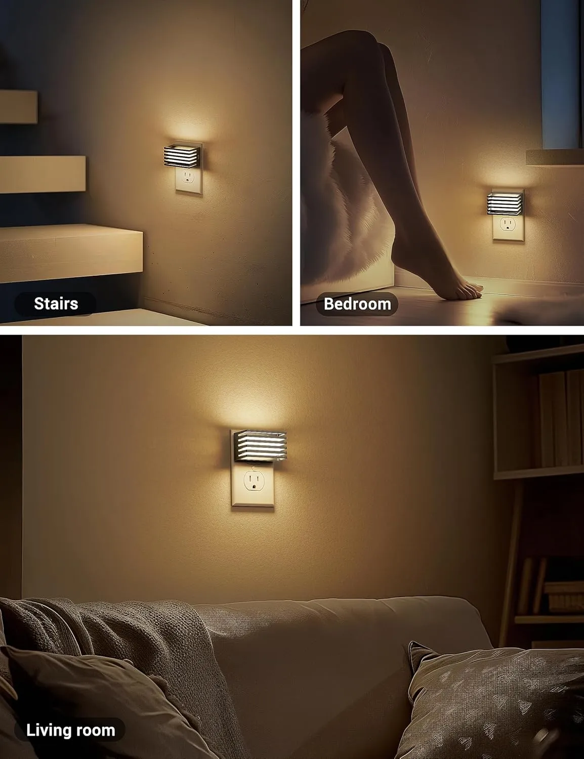 JandCase LED Night Light, [2 Pack] Night Lights Plug into Wall with Dusk to Dawn Sensor, Dimmable Plug in Night Light, Adjustable Brightness, 3000K Soft White Nightlight for Bedroom Bathroom Hallway