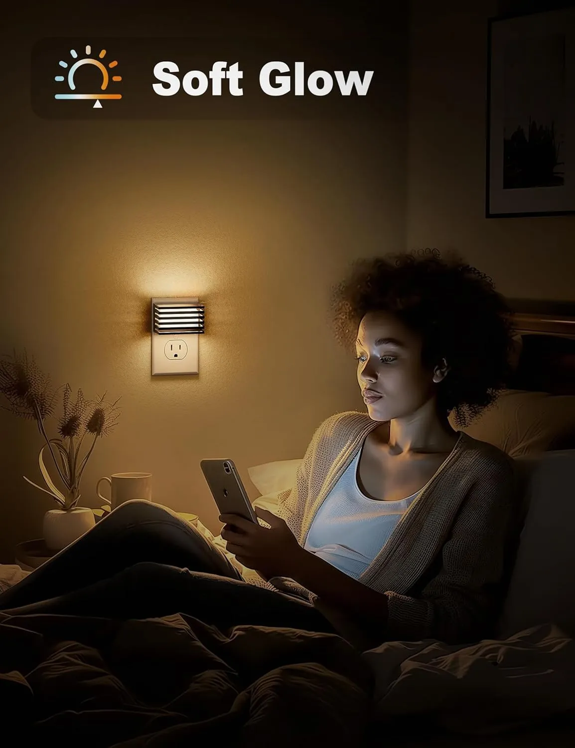 JandCase LED Night Light, [2 Pack] Night Lights Plug into Wall with Dusk to Dawn Sensor, Dimmable Plug in Night Light, Adjustable Brightness, 3000K Soft White Nightlight for Bedroom Bathroom Hallway