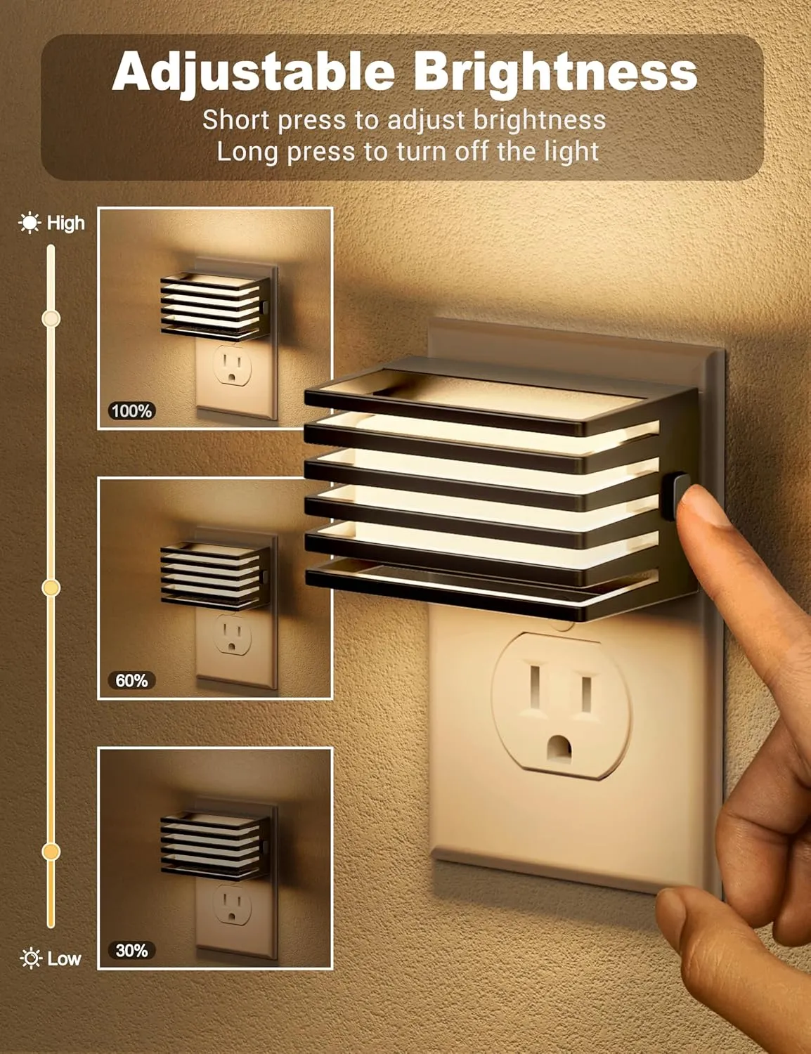 JandCase LED Night Light, [2 Pack] Night Lights Plug into Wall with Dusk to Dawn Sensor, Dimmable Plug in Night Light, Adjustable Brightness, 3000K Soft White Nightlight for Bedroom Bathroom Hallway