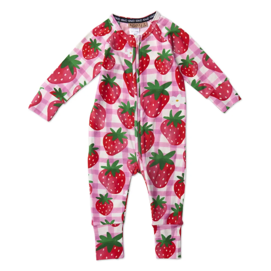 KIP & CO STRAWBERRY JAM ORGANIC L/S ZIP ROMPER