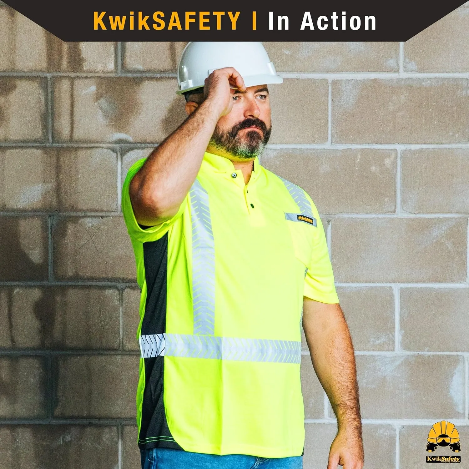 KwikSafety - Charlotte, NC - Premium Short Sleeve Safety Shirts [Crew Neck, Button & Zip Collar] Class 2 ANSI Tested OSHA