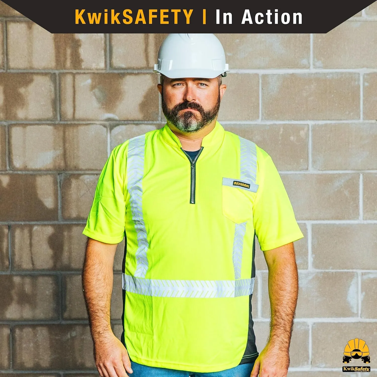 KwikSafety - Charlotte, NC - Premium Short Sleeve Safety Shirts [Crew Neck, Button & Zip Collar] Class 2 ANSI Tested OSHA