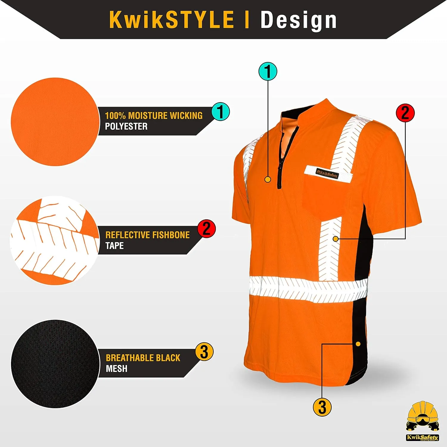 KwikSafety - Charlotte, NC - Premium Short Sleeve Safety Shirts [Crew Neck, Button & Zip Collar] Class 2 ANSI Tested OSHA