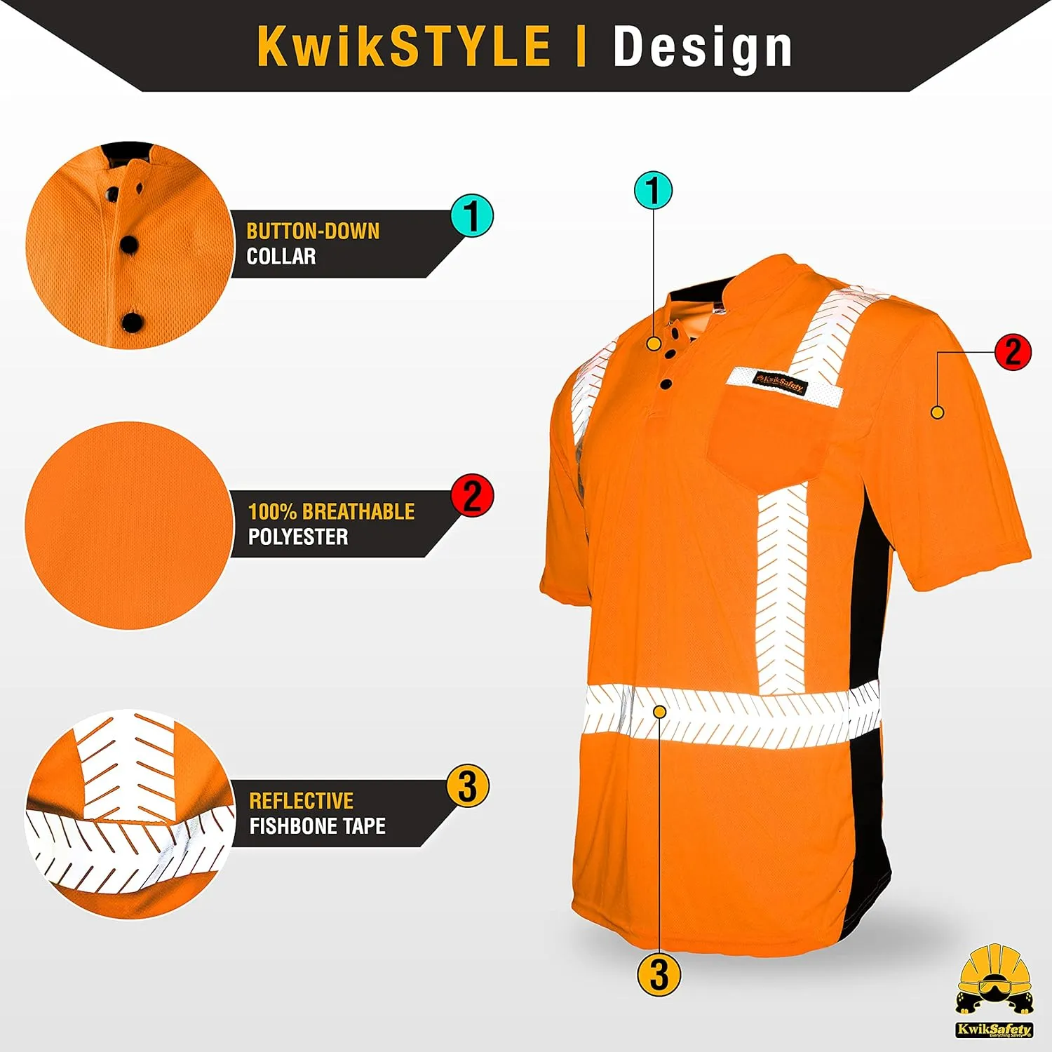 KwikSafety - Charlotte, NC - Premium Short Sleeve Safety Shirts [Crew Neck, Button & Zip Collar] Class 2 ANSI Tested OSHA