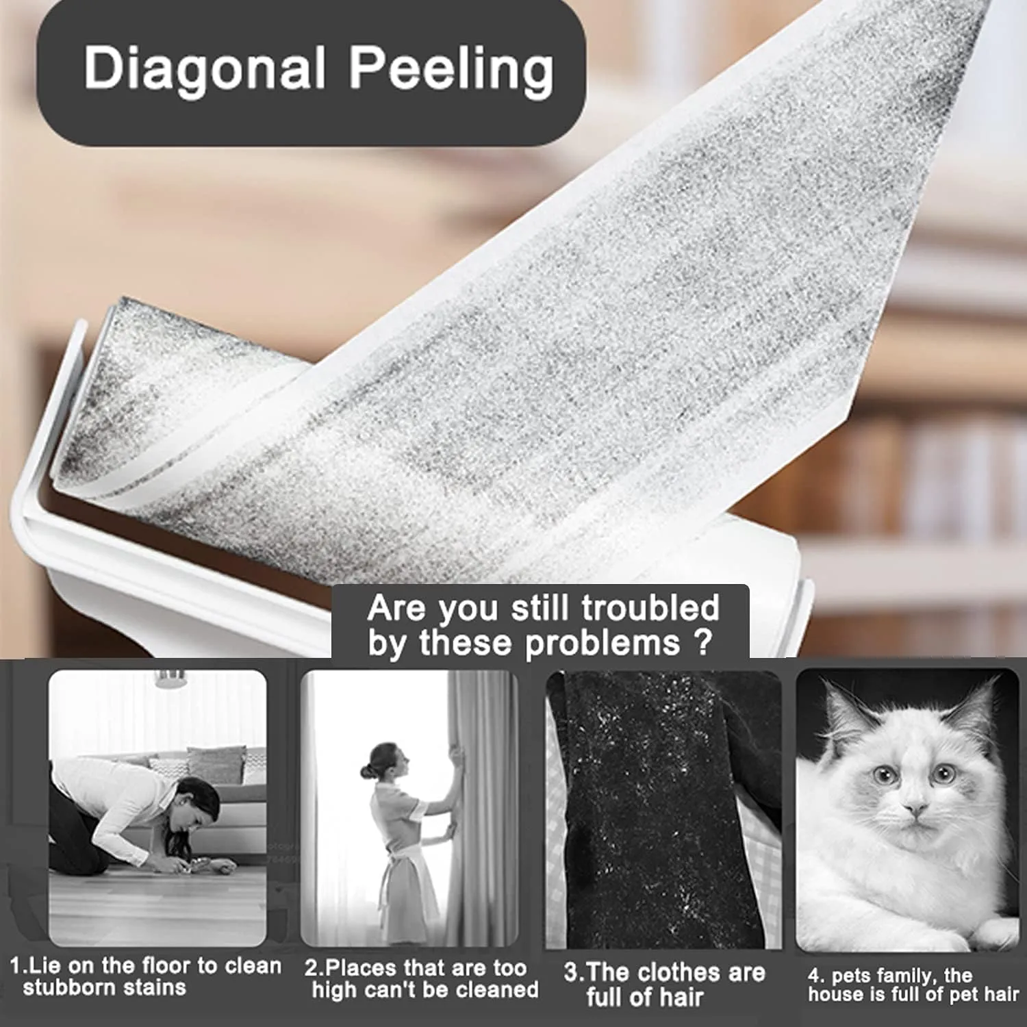 Large Lint Roller for Pet Hair Extra Sticky, 9.5" Wide Giant Carpet Floor Lint Roller with Long Handle, Large Surface Lint Remover with 5 Refills Total 360 Sheets