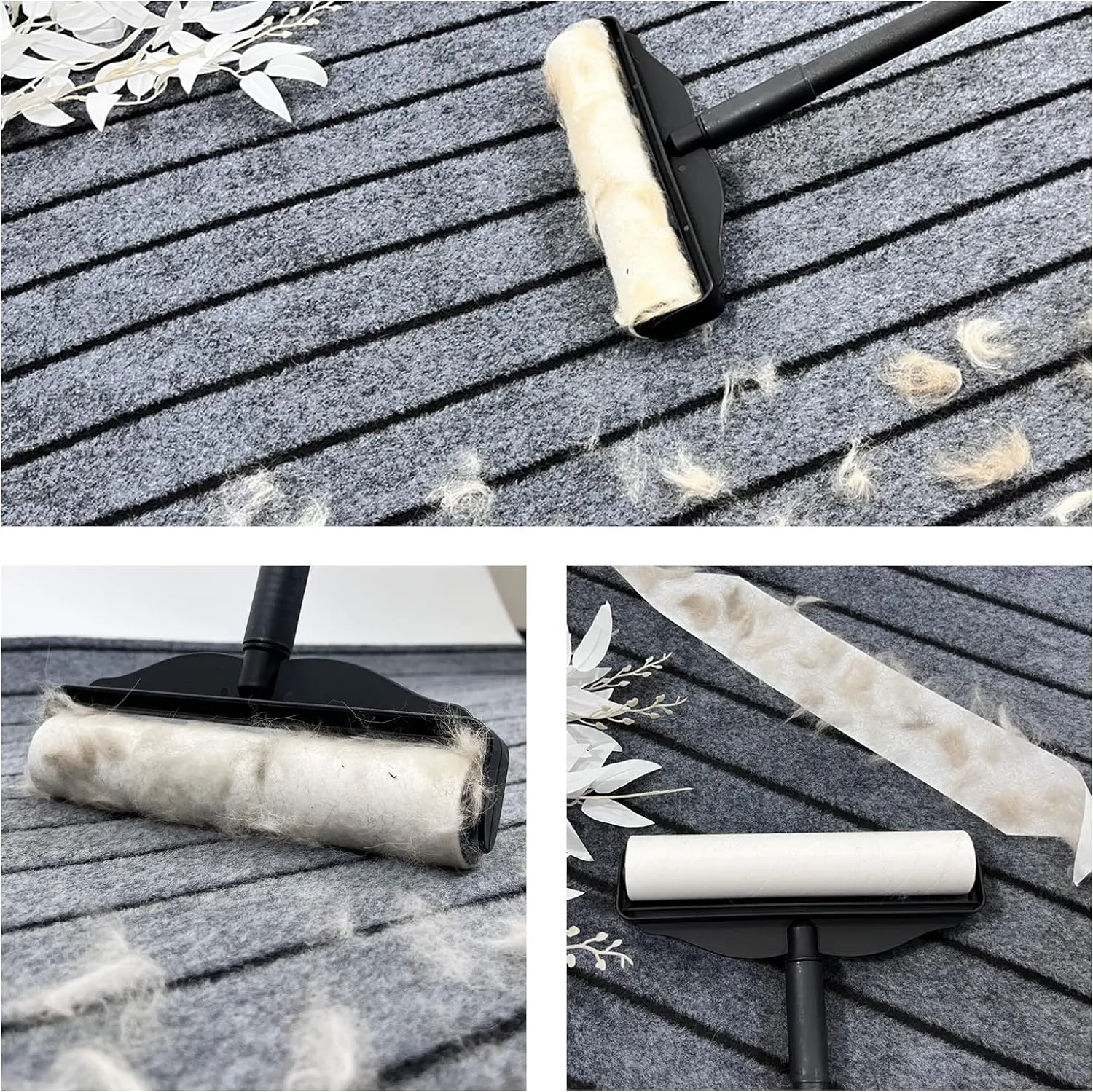 Large Lint Roller for Pet Hair Extra Sticky, 9.5" Wide Giant Carpet Floor Lint Roller with Long Handle, Large Surface Lint Remover with 5 Refills Total 360 Sheets