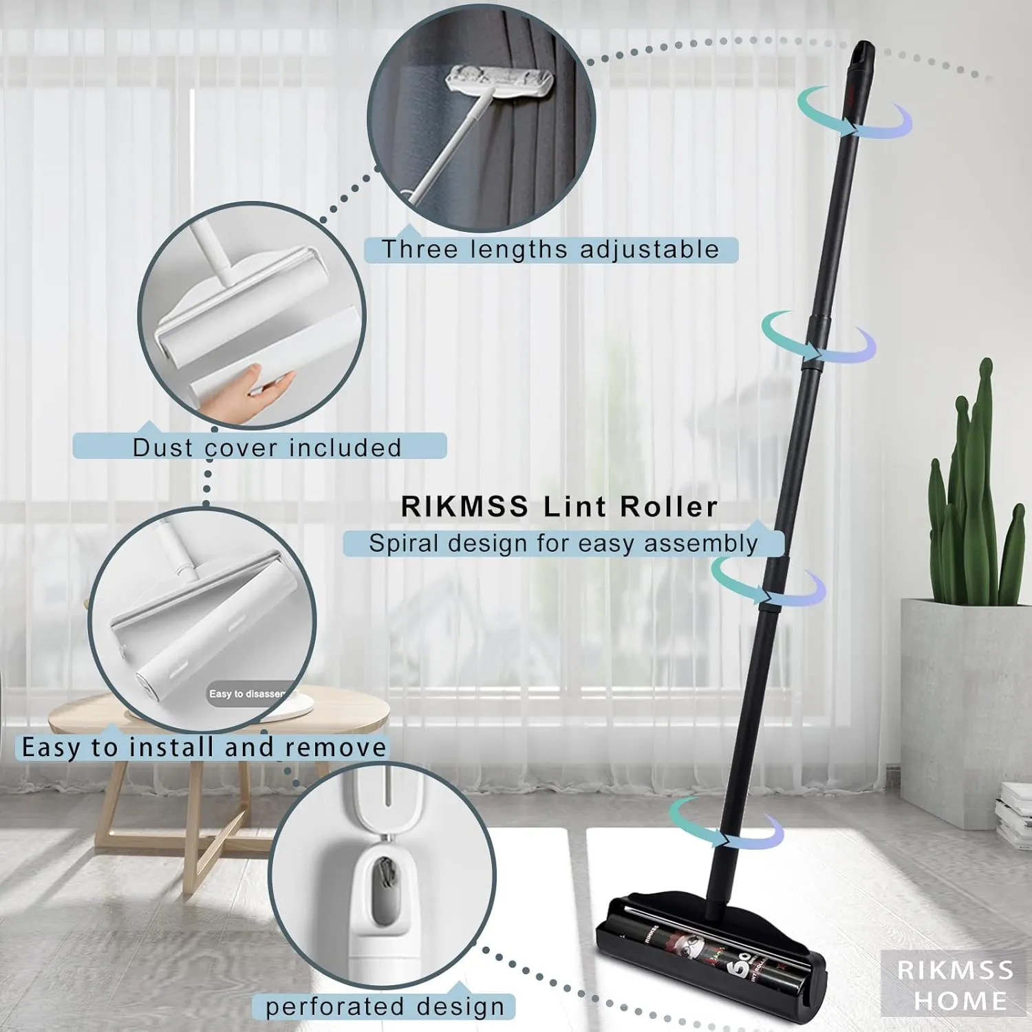 Large Lint Roller for Pet Hair Extra Sticky, 9.5" Wide Giant Carpet Floor Lint Roller with Long Handle, Large Surface Lint Remover with 5 Refills Total 360 Sheets