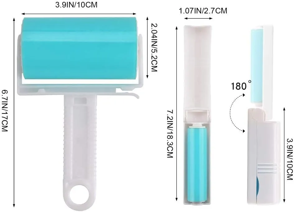 Lint Roller 5 Pack, Reusable Washable Lint Roller Sticky Gel Lint Remover Pet Hair Remover Cleaner for Clothes, Travel Essentials Household Use, Include Large Small Size