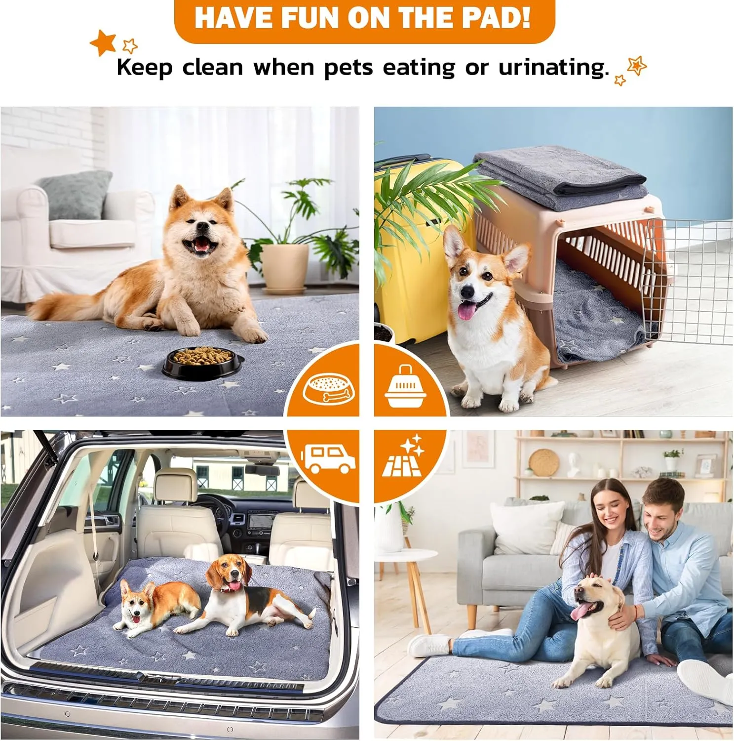 LOOBANI Washable Pee Pads for Dogs, 2 Pack 31 x 36 in Reusable Pee Pads for Dog Mat Puppy Mats Training Non Slip Whelping Mat for Dog Playpen, Crate, Car, Grey