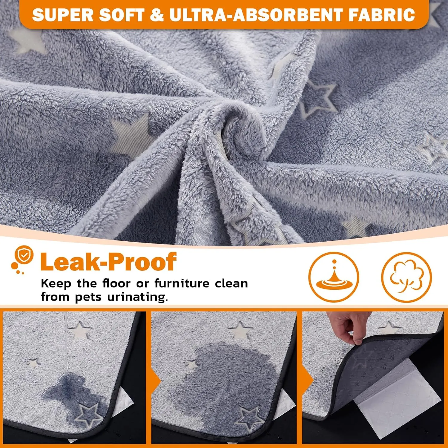 LOOBANI Washable Pee Pads for Dogs, 2 Pack 31 x 36 in Reusable Pee Pads for Dog Mat Puppy Mats Training Non Slip Whelping Mat for Dog Playpen, Crate, Car, Grey