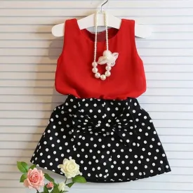 Lovely Little Girls Dress Vest Pleated Dress Two
