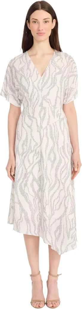Maggy London Women's V-Neck Dolman Sleeve Asymmetrical Handkerchief Hem-Midi Length A-line-Formal Evening Dress
