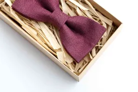 Men's Plum Linen Bow Tie | Wedding & Groomsmen Accessory