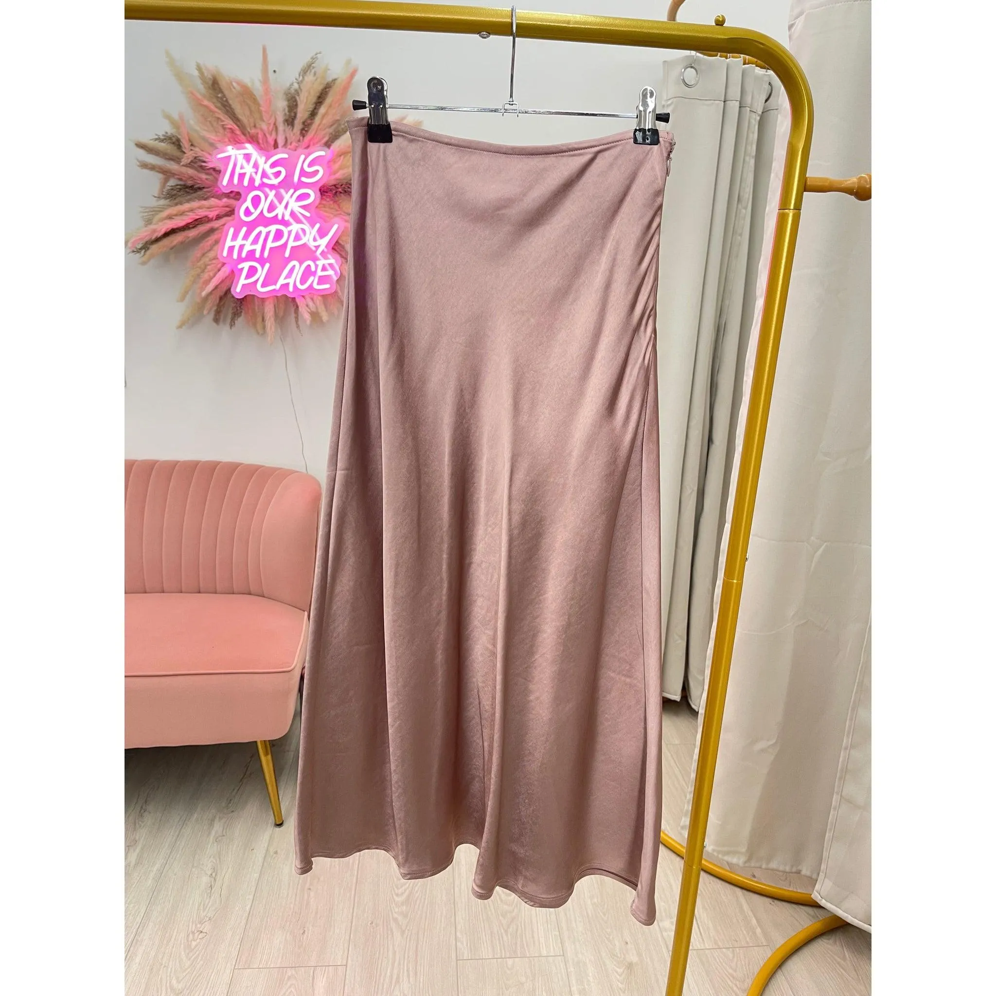 Midi Slip Skirt - Blush/Neutral