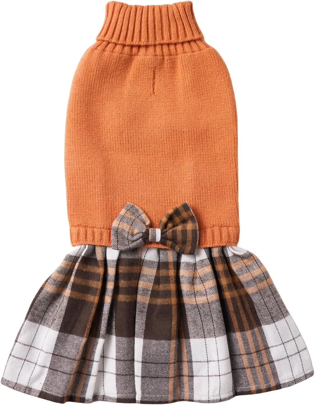 Orange Knitted Dog Sweater Dress, Dog Sweaters for Small Dogs Girl, Maltese Cat Apparel, Small (S)