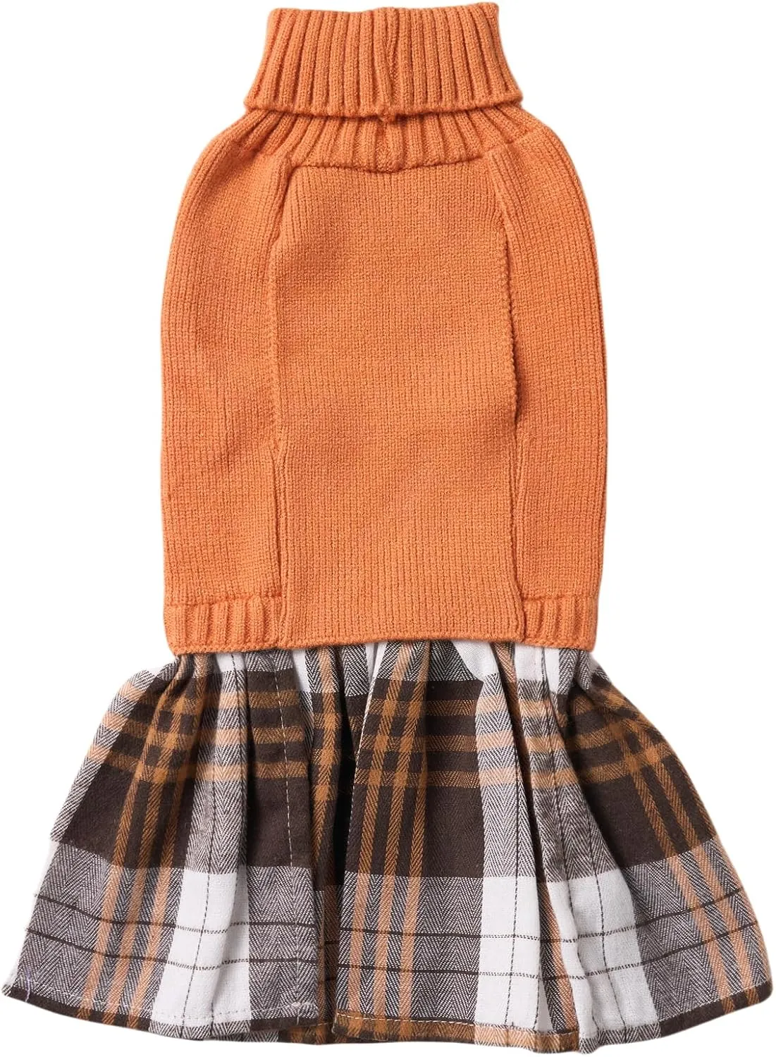 Orange Knitted Dog Sweater Dress, Dog Sweaters for Small Dogs Girl, Maltese Cat Apparel, Small (S)