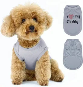 Paiaite Expressive Pet Vest: Sleeveless Dog Shirt with 'I Love My Daddy' Slogan, Ideal for Chihuahuas, Poodles, Yorkies, and More - Adorable Design, Ultimate Comfort, Easy Maintenance! Gray Large