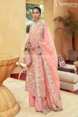 Pakistani Pink Chiffon Dress for Wedding Party #BP206