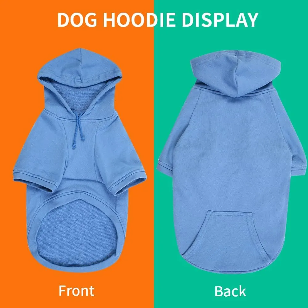 Pet Clothes for Dog, Dog Hoodies Sweatshirt with Hood and Pockets for Small Dogs (Blue Dog Hoodie, Medium)