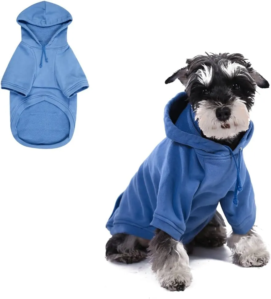 Pet Clothes for Dog, Dog Hoodies Sweatshirt with Hood and Pockets for Small Dogs (Blue Dog Hoodie, Medium)