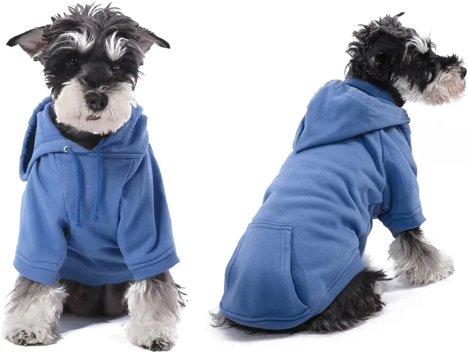 Pet Clothes for Dog, Dog Hoodies Sweatshirt with Hood and Pockets for Small Dogs (Blue Dog Hoodie, Medium)