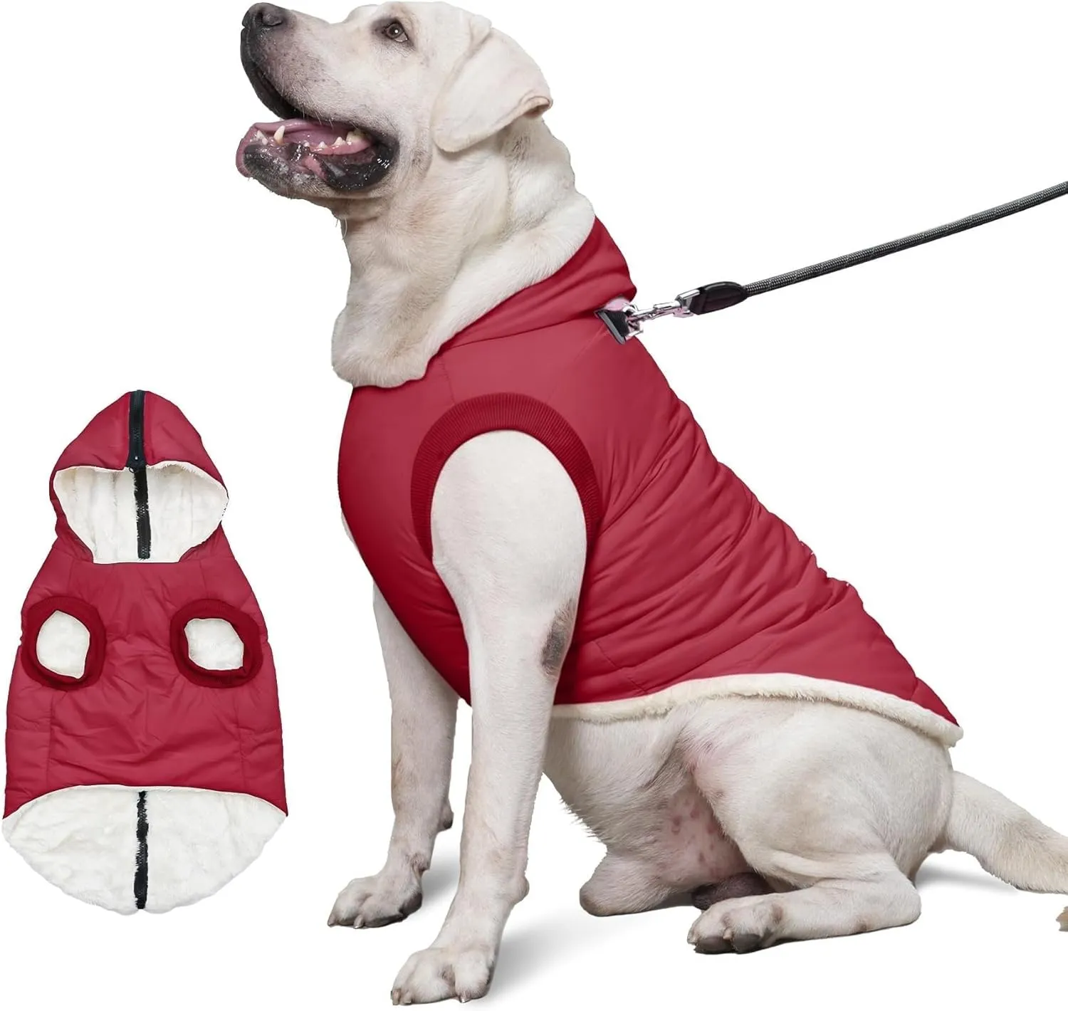pet Clothing Fleece Lining Extra Warm Dog Hoodie in Winter,Small Dog Jacket Puppy Coats with Hooded Coat Clothing Puppy(Red,Medium)
