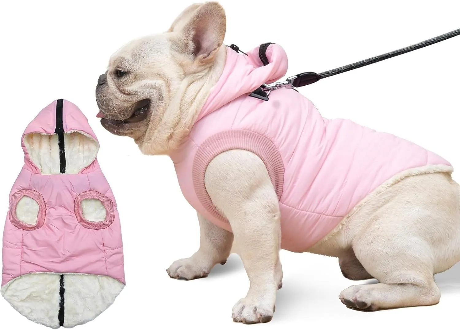 pet Clothing Fleece Lining Extra Warm Dog Hoodie in Winter,Small Dog Jacket Puppy Coats with Hooded Coat Clothing Puppy(Red,Medium)