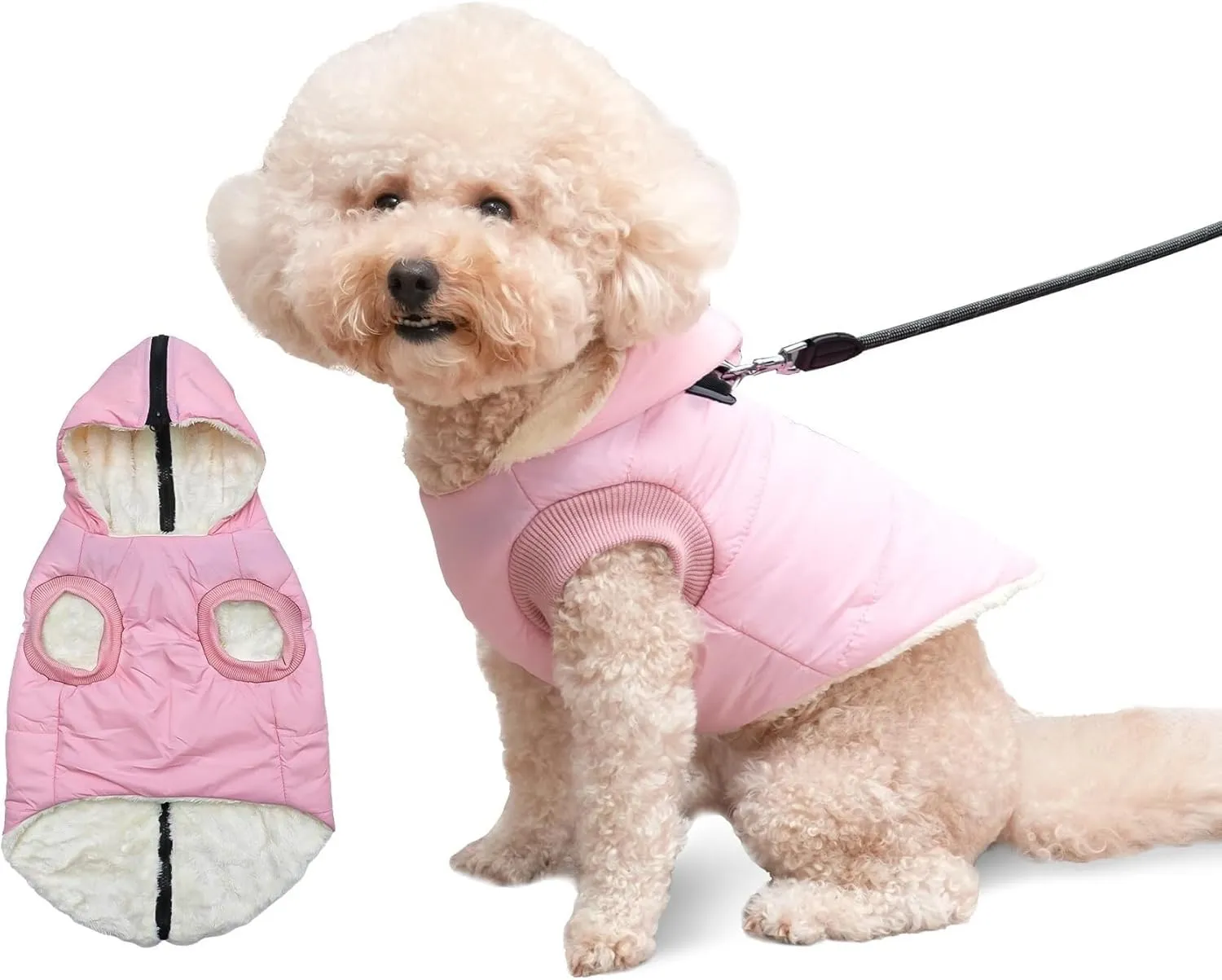 pet Clothing Fleece Lining Extra Warm Dog Hoodie in Winter,Small Dog Jacket Puppy Coats with Hooded Coat Clothing Puppy(Red,Medium)