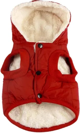pet Clothing Fleece Lining Extra Warm Dog Hoodie in Winter,Small Dog Jacket Puppy Coats with Hooded Coat Clothing Puppy(Red,Medium)
