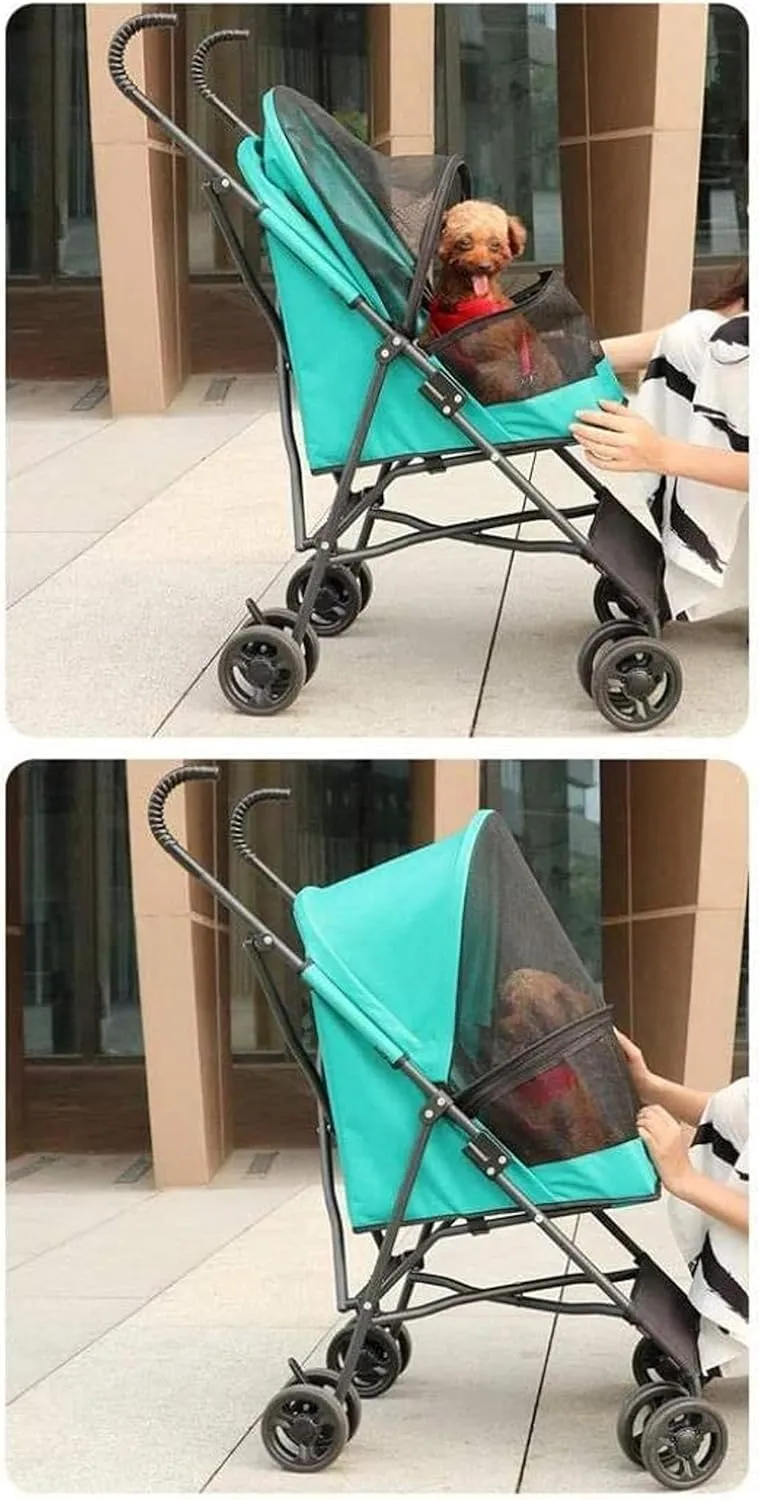Pet Dog Cat Animal Stroller | Dog Pram | Dog for Traveling | Travel Vet Stroller Dog Pushchair | 2 Front Swivel Wheels & Rear Brake (Black)