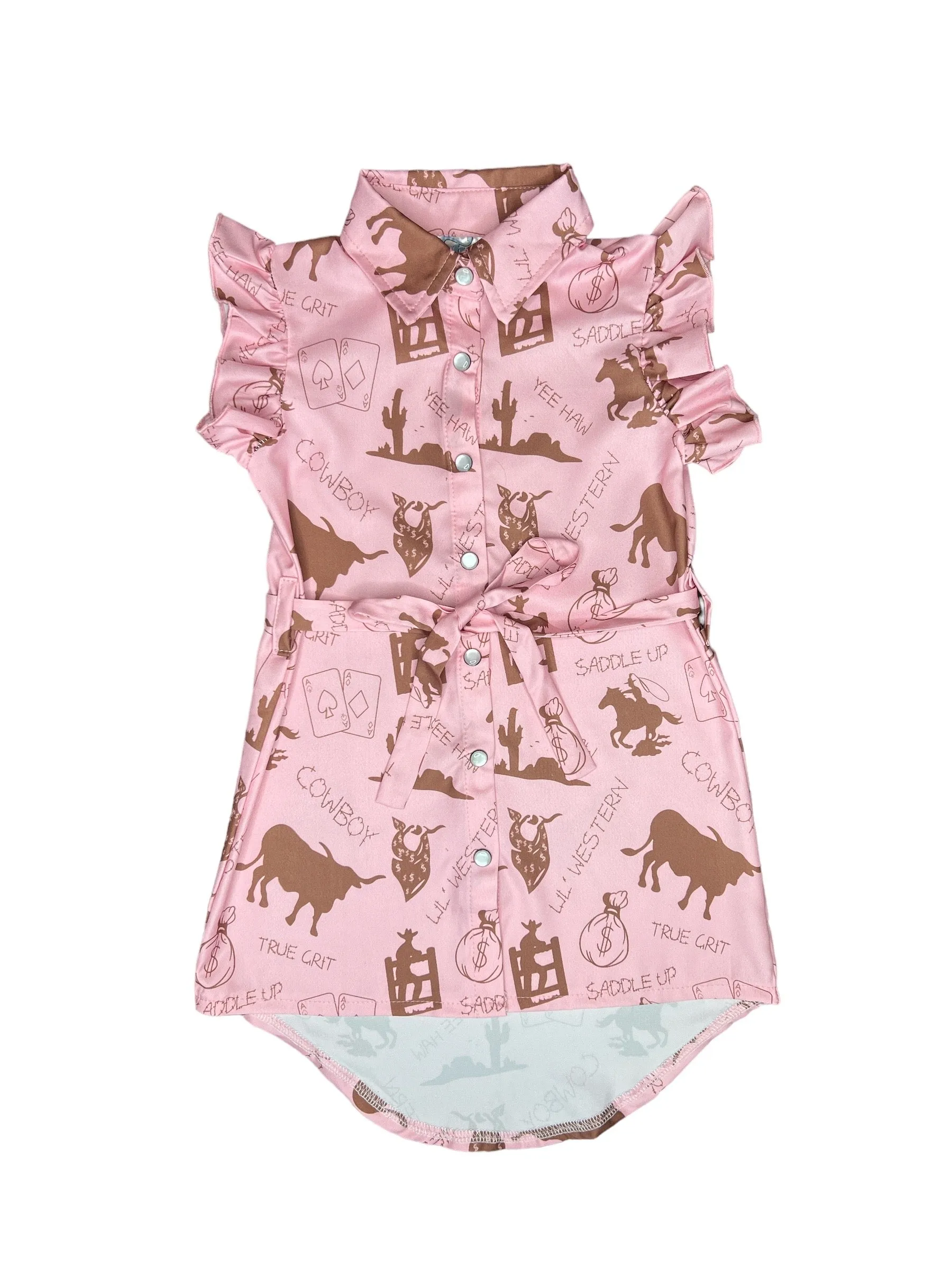 Pink Gambler SS Pearl Snap Dress Baby (0-18M)