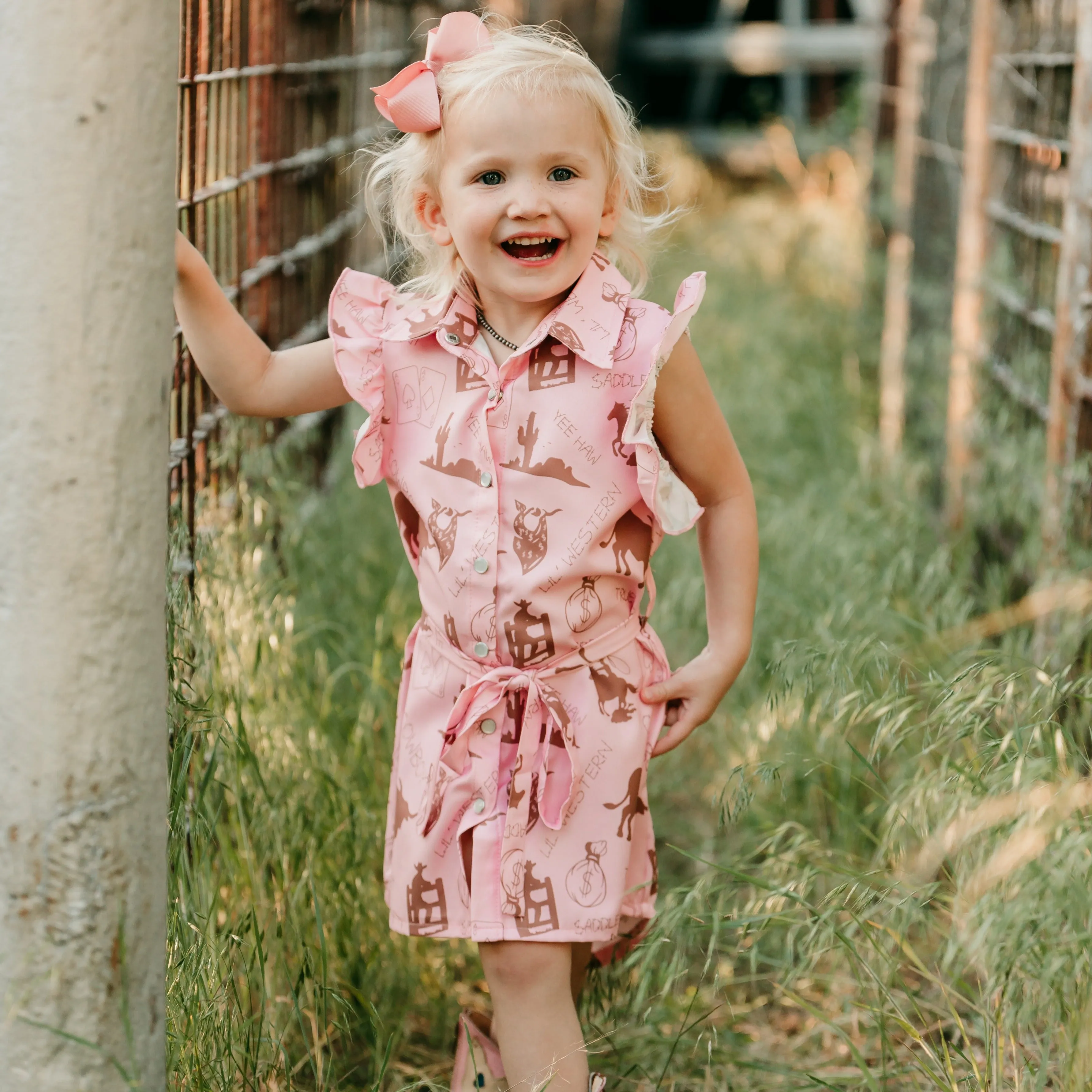 Pink Gambler SS Pearl Snap Dress Baby (0-18M)