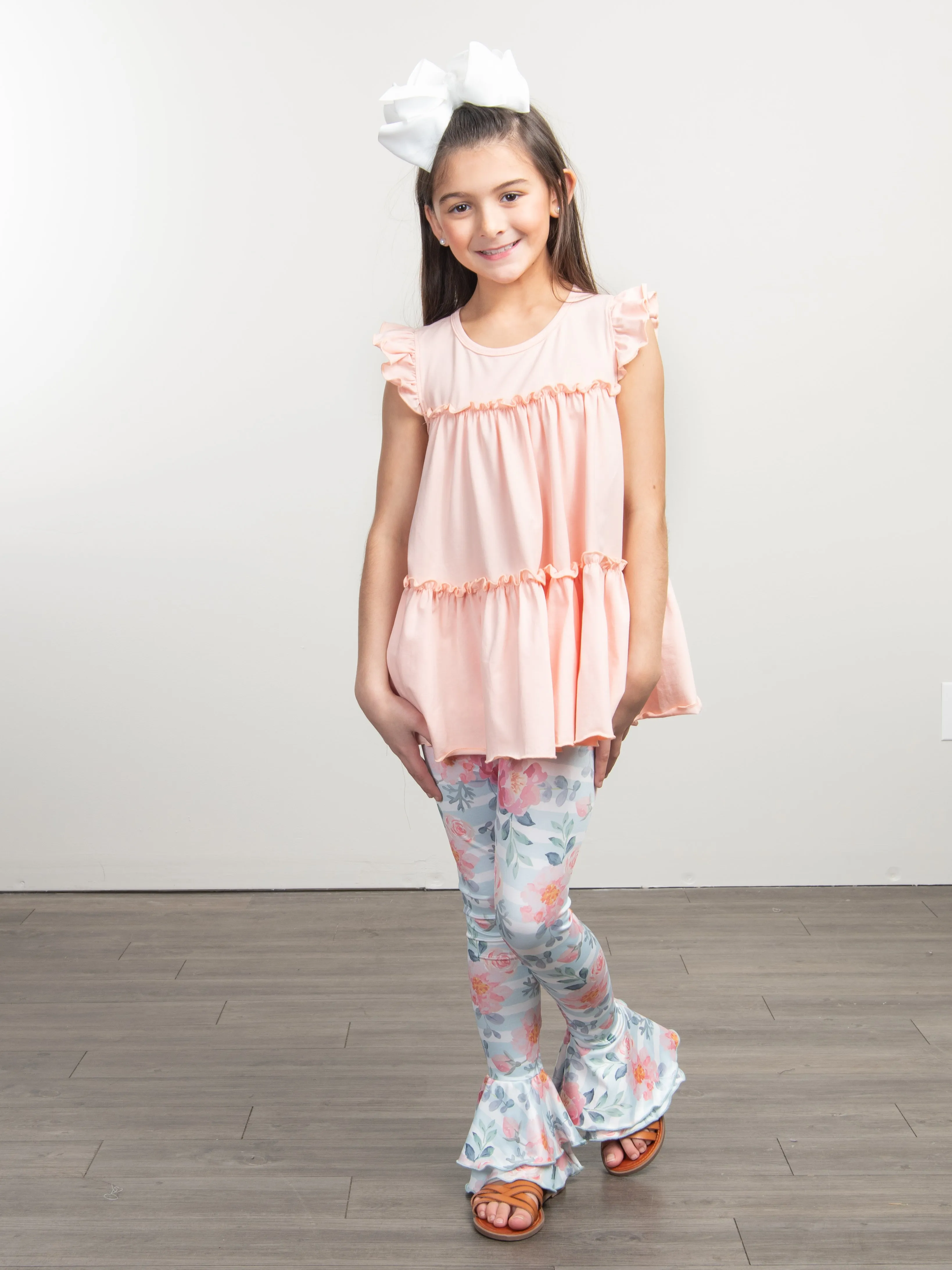 Pink Rose Tiered Bell Bottoms