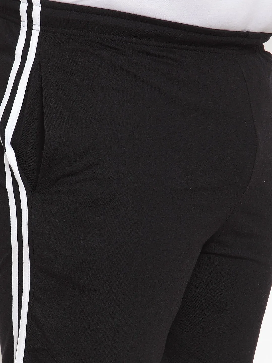 plusS Men Black Solid Regular Fit Sports Shorts