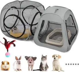 Portable Cat Playpen, Trapezoidal Design for Better Standing, Foldable Pet Tent for Indoor and Outdoor Use,Dog Playpen, Outdoor Cat Tent, Cat Houses & Condos for Kitten,Cat,Puppy and Small Animals.