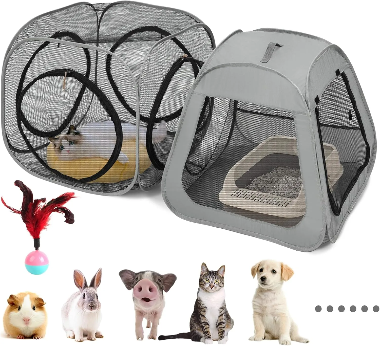 Portable Cat Playpen, Trapezoidal Design for Better Standing, Foldable Pet Tent for Indoor and Outdoor Use,Dog Playpen, Outdoor Cat Tent, Cat Houses & Condos for Kitten,Cat,Puppy and Small Animals.