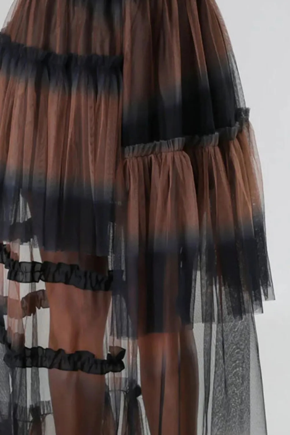 "Sheer Contrast" High Waist Maxi Skirt