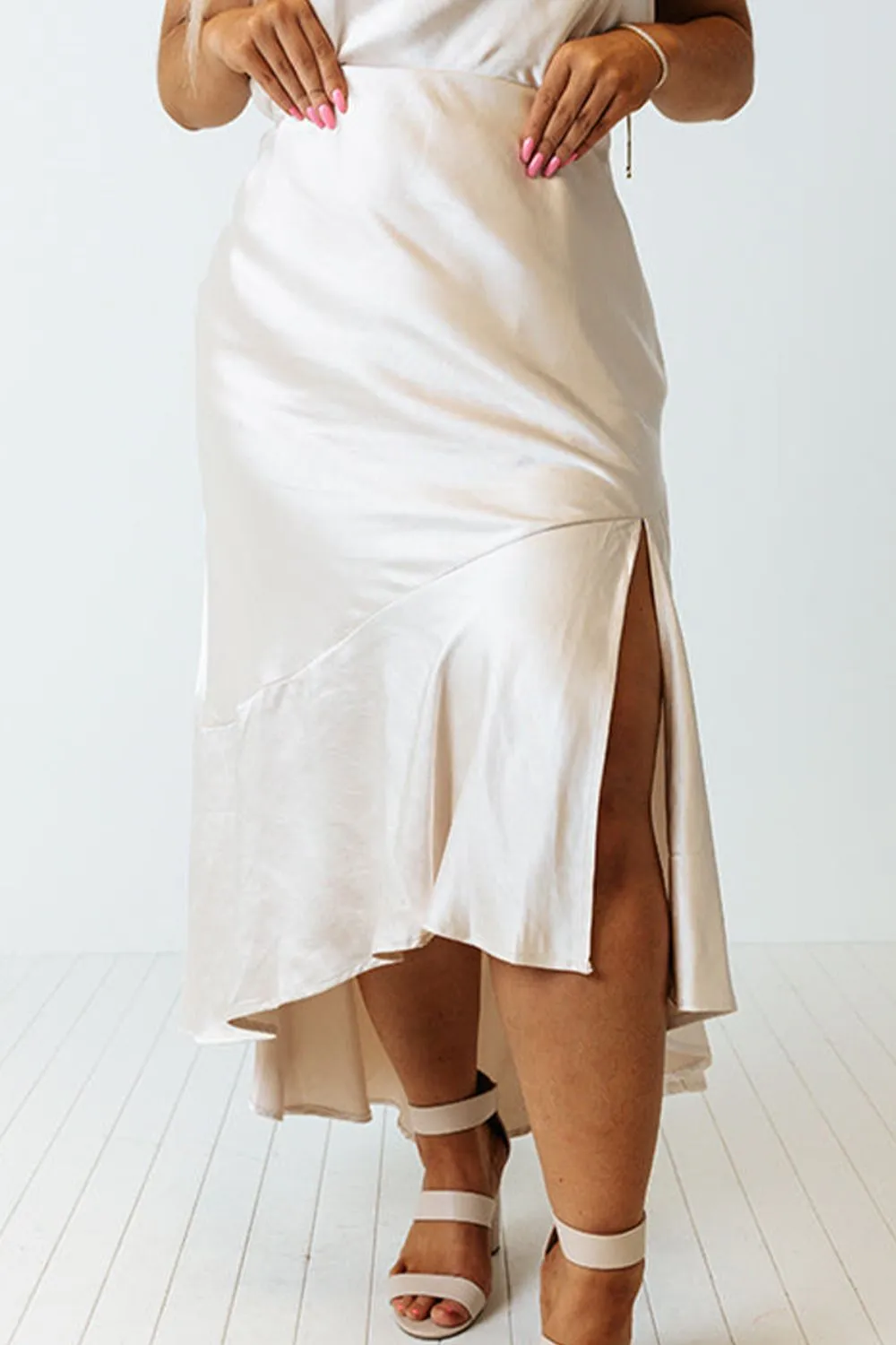 "Silky Skies" Slit Ruffled Skirt