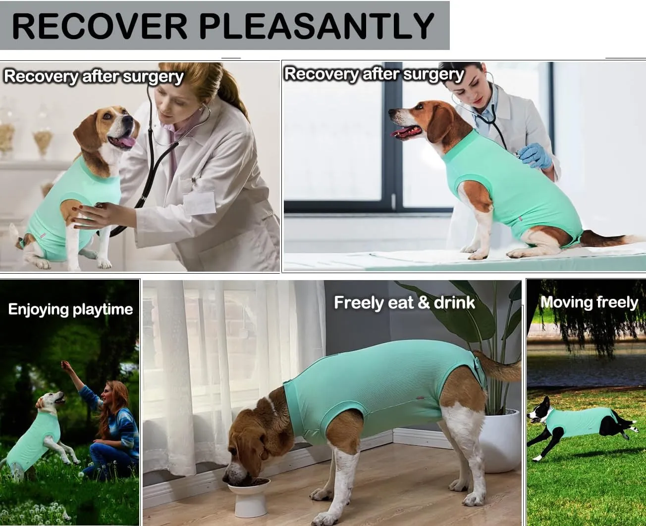 Recovery Suit for Dogs,Dog Cone Alternative Zipper Surgery Suit Female Spay,Soft Dog Surgery Suit for Anti Licking,Breathable Surgical Suit for Dogs Female Spay