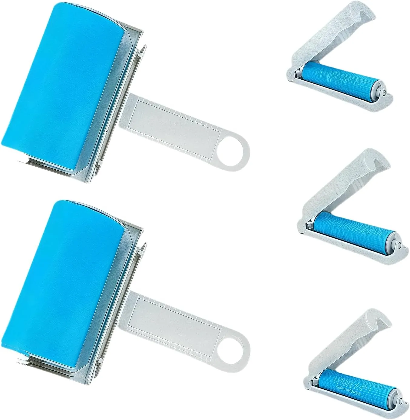 Reusable Washable Lint Roller, Sticky Gel Lint Removers Portable Pet Hair Remover Cleaner with Cover for Clothes,Washable, Eco-Friendly, Travel-Friendly, Includes Large Mini Sizes (Blue) 5-Pack