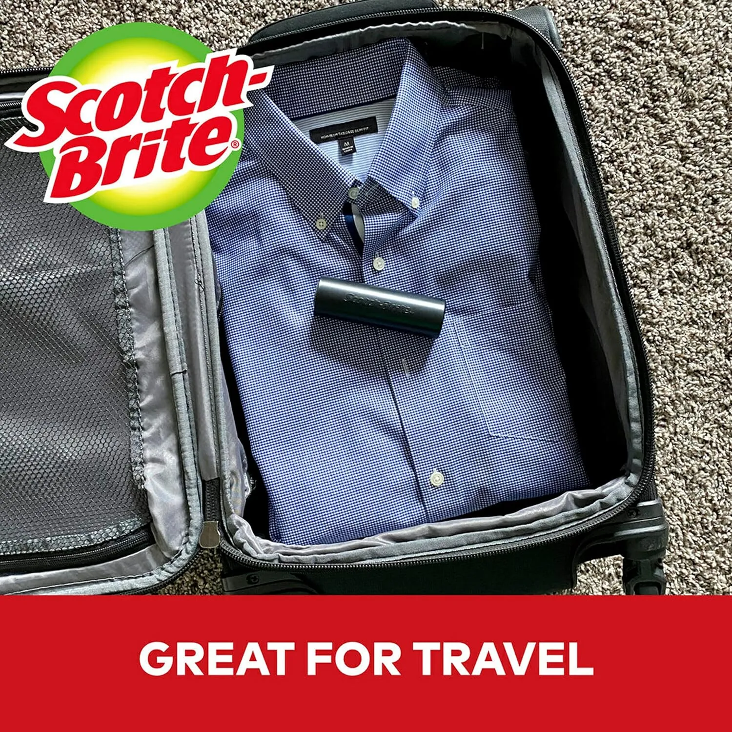 Scotch-Brite Mini Travel Lint Roller, Works Great On Pet Hair, Single Roller, 30 Sheets