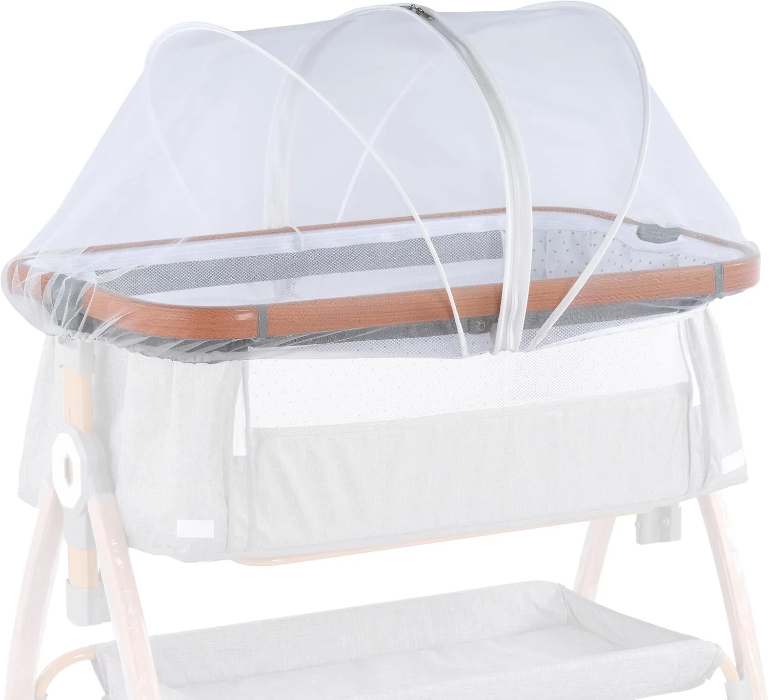 SeedFuture Bassinet Mosquito Net Cover with 2-Way Zipper for Baby Bassinet Bedside Sleeper Travel Crib White