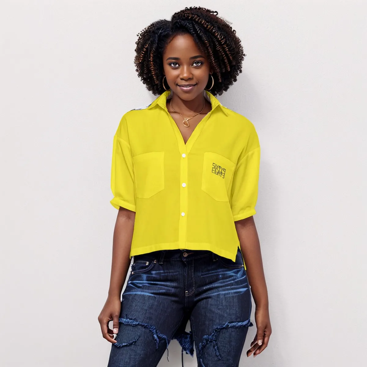 Sixty Eight 93 Logo Black Lemonade Women's V-Neck Shirt