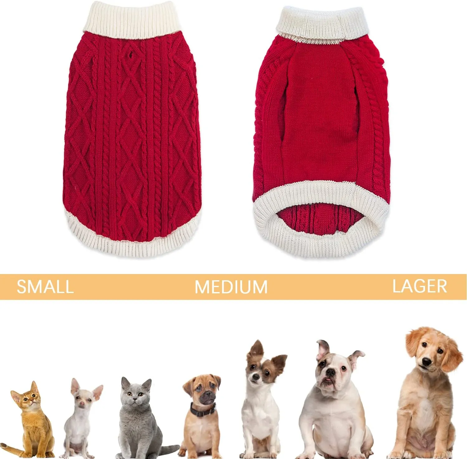 Small Dog Sweaters with Leash Hole Turtleneck Dog Sweaters Knitwear Boys Girls Warm Soft and High Stretch Pet Clothes for Fall WinterPet Shirts for Kitten Puppy Red Medium