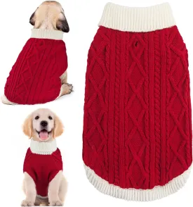 Small Dog Sweaters with Leash Hole Turtleneck Dog Sweaters Knitwear Boys Girls Warm Soft and High Stretch Pet Clothes for Fall WinterPet Shirts for Kitten Puppy Red Medium