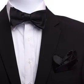 Solid Black Silk Self Bow Tie