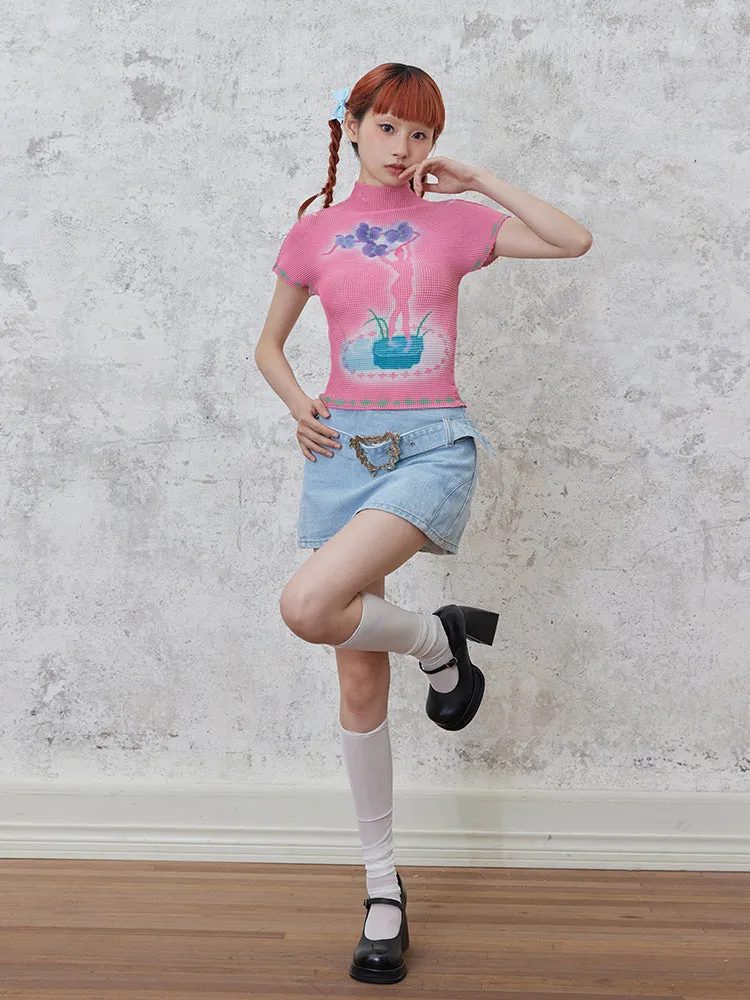Straight Denim Hip Skirt
